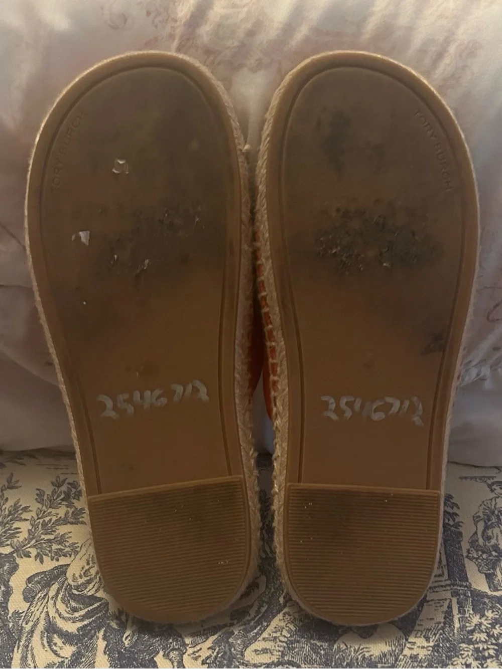 Tory Burch Selby Orange Suede Espadrille Slide Sandals Size 7 EUC